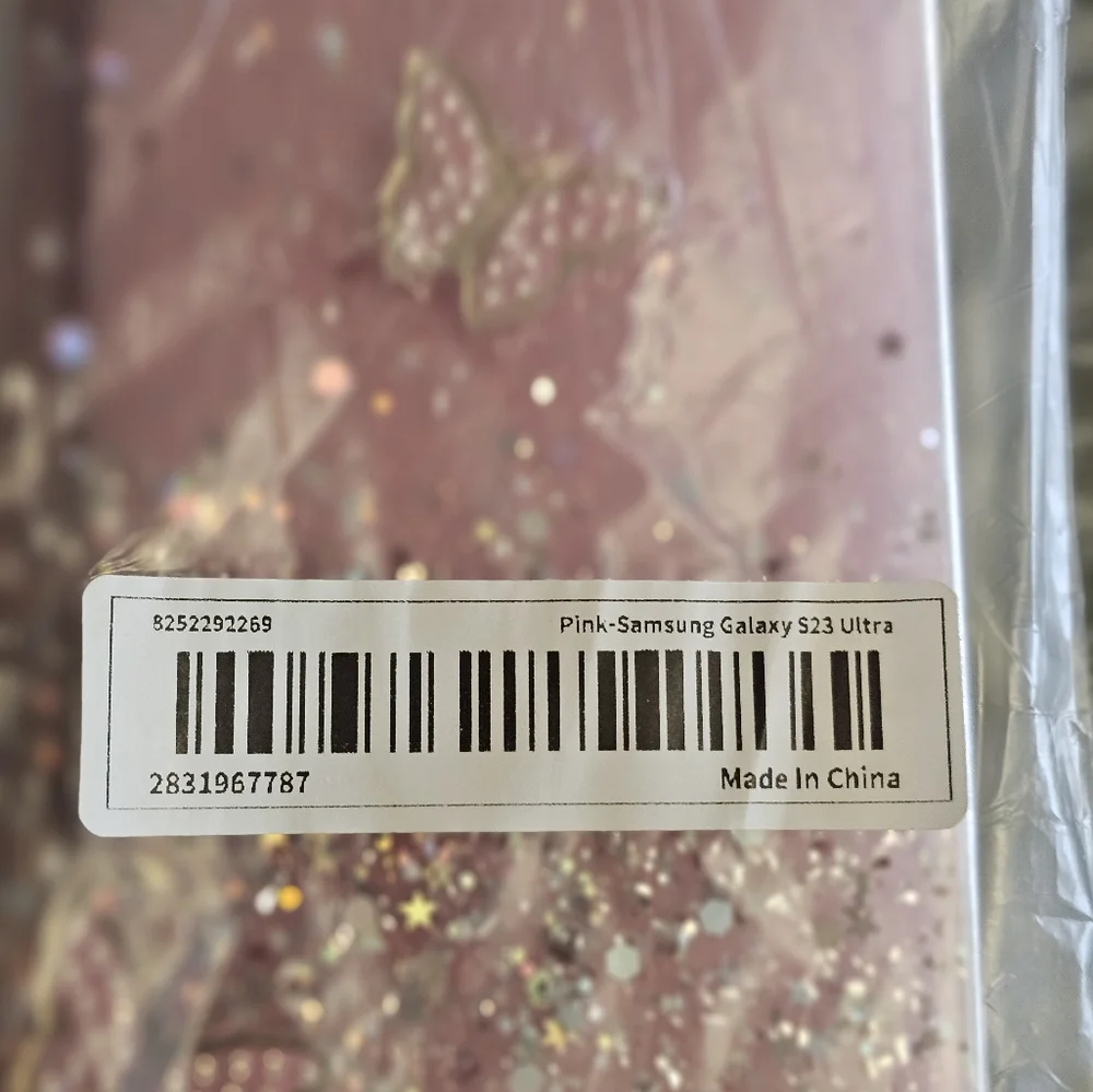 Pink Butterfly Glitter Liquid Quicksand Case for Samsung Galaxy S23 Ultra